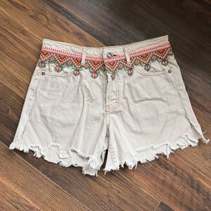 We The Free Crochet detail distressed shorts